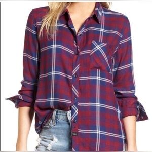 Rails Hunter Plaid Button Down Navy Rose Powder Color Combo Size Small